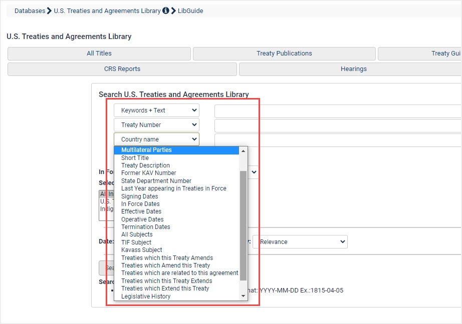 image of metadata in U.S. Treaties & Agreements Library