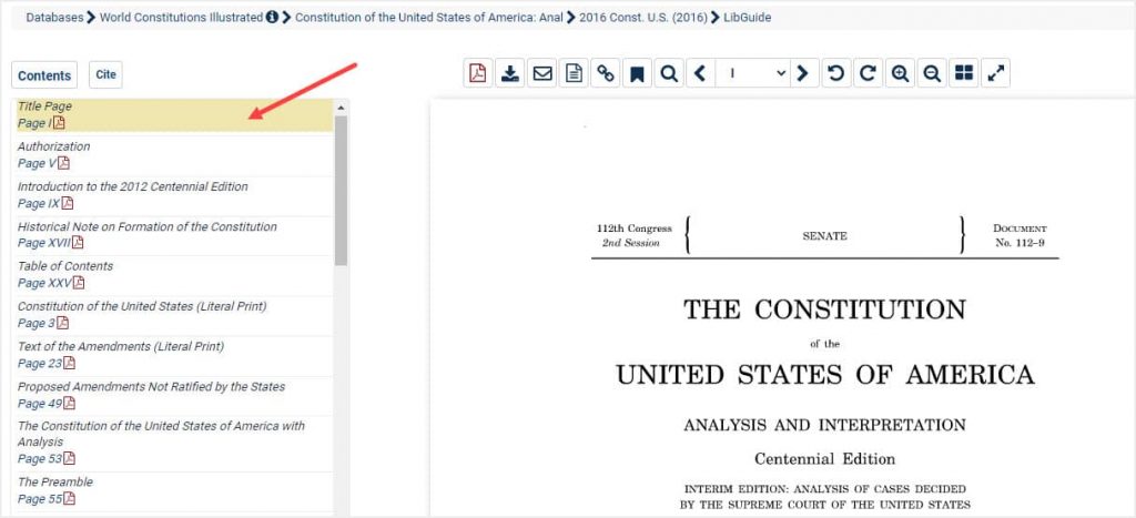 image of table of contents in world constitutions illustrated