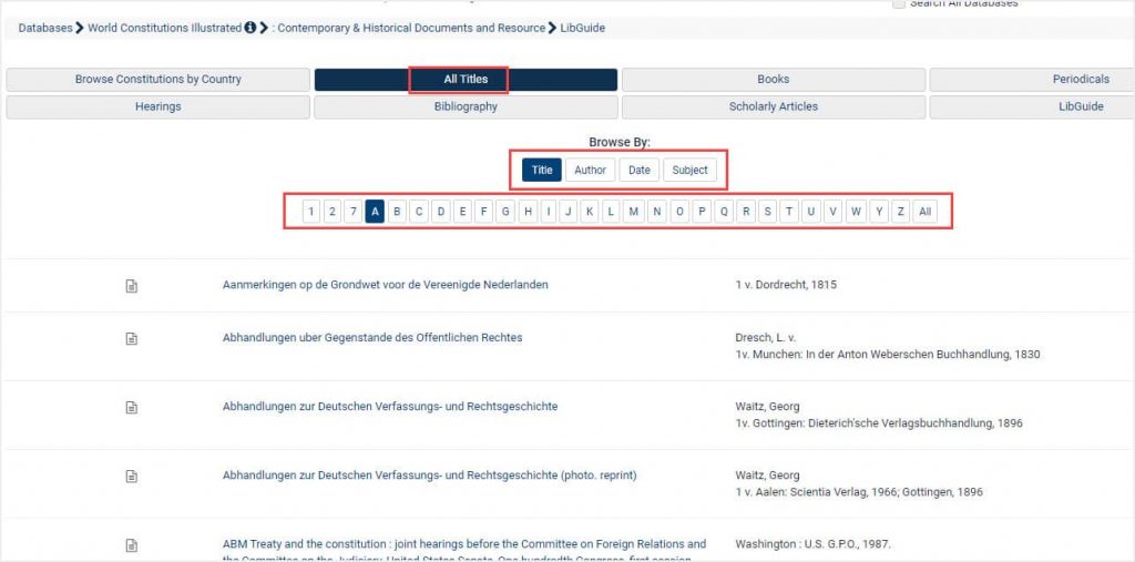 image of all title listings in World Constitutions Illustrated