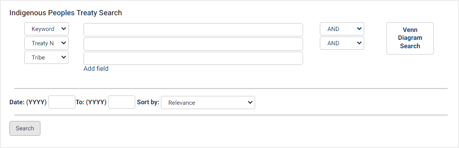 screenshot of Indigenous Peoples Treaty Search Tool