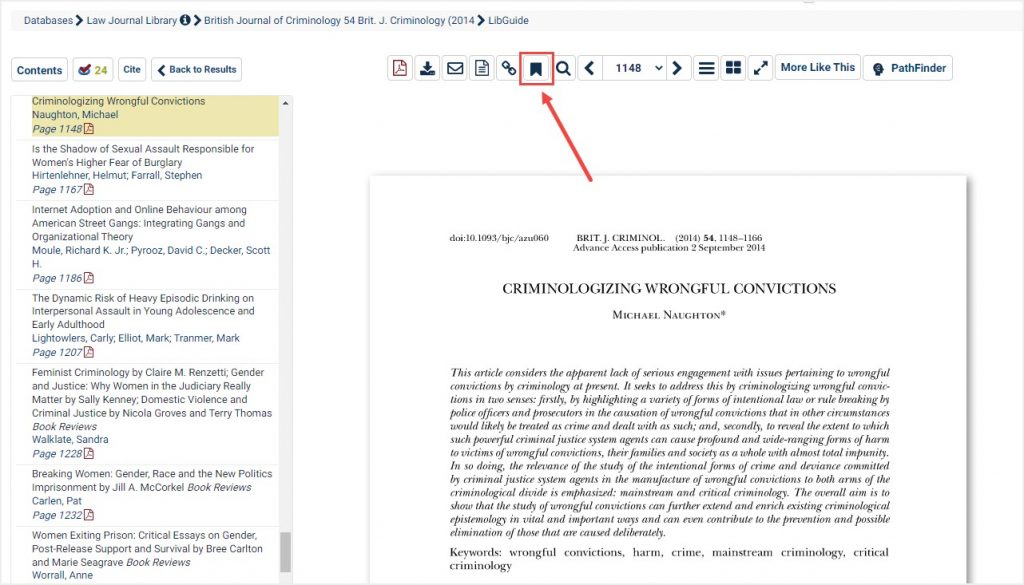 screenshot of bookmark icon in document view