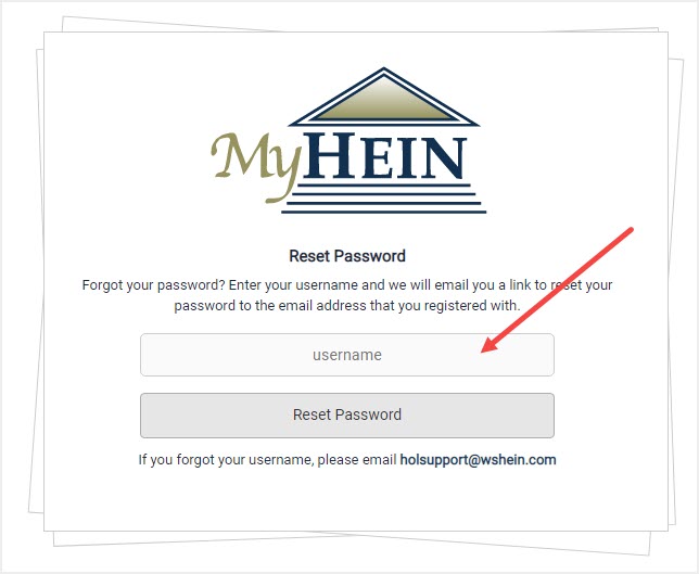 reset password prompt to enter username