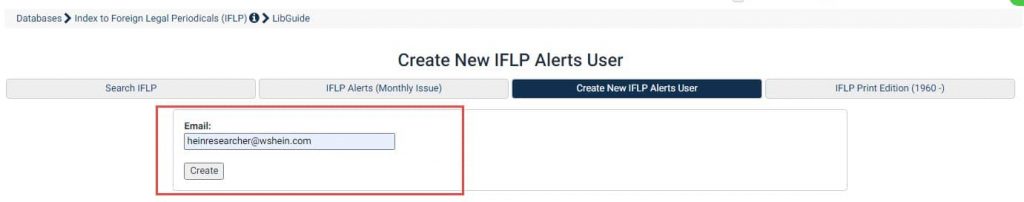 image of email box where a user can put their email address within the IFLP database