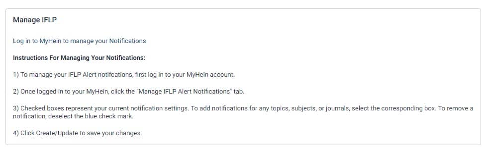 image of a notification on how to manage IFLP alerts