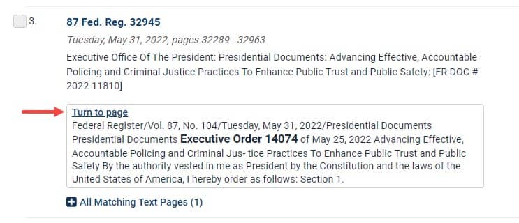 image of Turn to Page link in HeinOnline search results