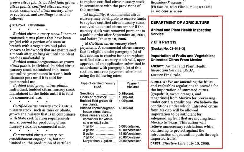 image of a preamble within the Federal Register