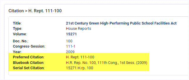 image of citation formats within document listing