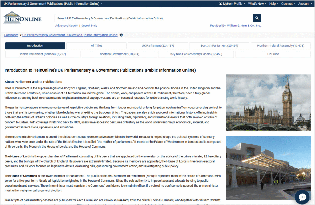 UK Parliamentary homepage
