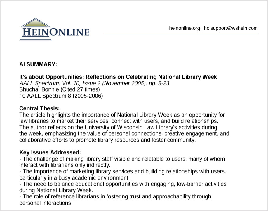 PDF download from HeinOnline containing an article summary